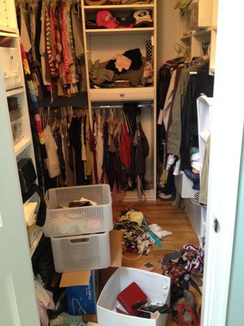 adult closet before organizing