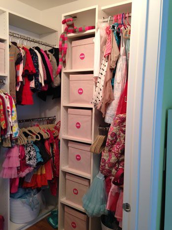 girl's closet after organizing